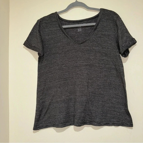 Women’s American Eagle Soft and Sexy Plush V-Neck Striped Short Sleeve Tee SizeS - Picture 5 of 14